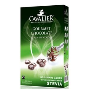Горький шоколад Гурме 85% какао без сахара Cavalier Gourmet Chocolate Dark 85% Cocoa Stevia - 300 г (Бельгия)