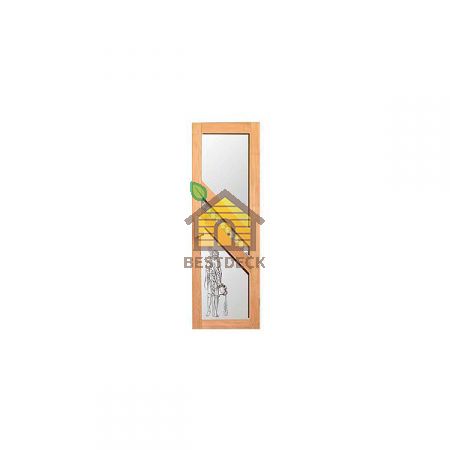 Дверь для сауны стекло+липа с рисунком
