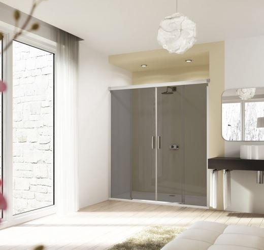 Односекционная раздвижная душевая дверь в нишу с неподвижным сегментом Huppe Design elegance 8E02 ФОТО
