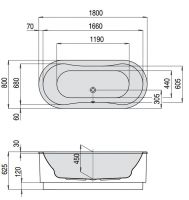 Встраиваемая или отдельностоящая ванна Hoesch TACNA 5539 / 6466 180х80 схема 1