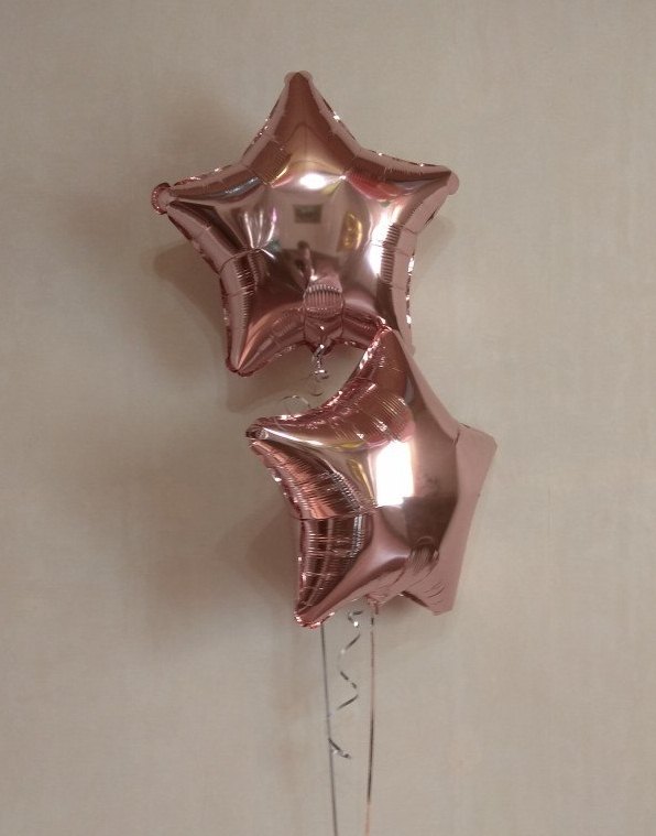 Звезда розовое золото шар фольгированный с гелием
