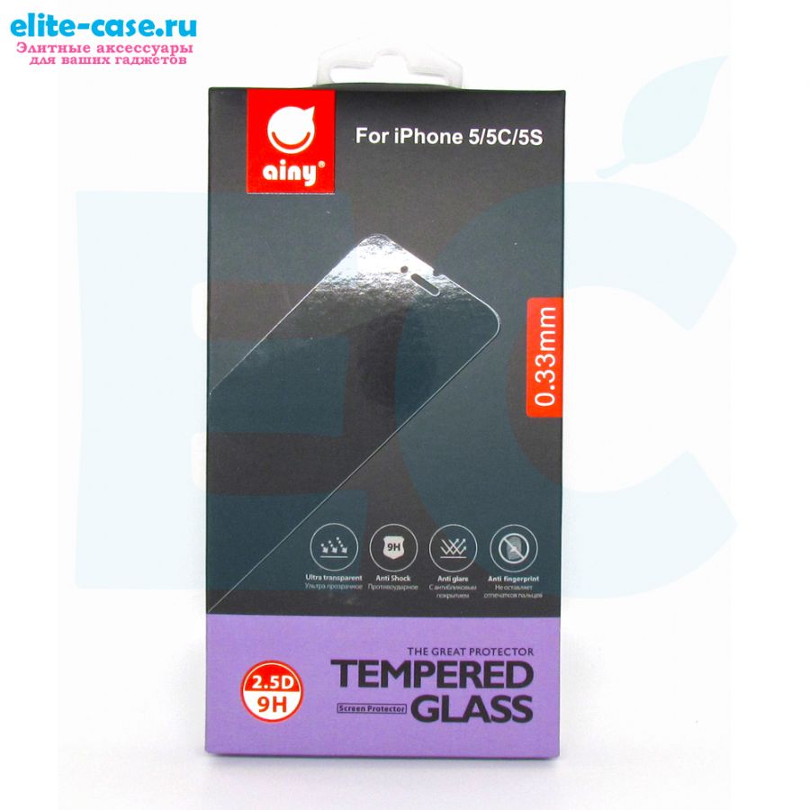 Защитное стекло Ainy GLASS для Apple iPhone 5/5S/SE 0.33mm