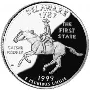 25 центов США 1999г - Делавэр, UNC - Серия Штаты и территории