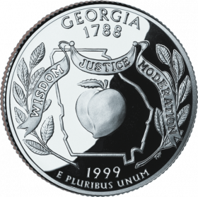 25 центов США 1999г - Джорджия, UNC - Серия Штаты и территории