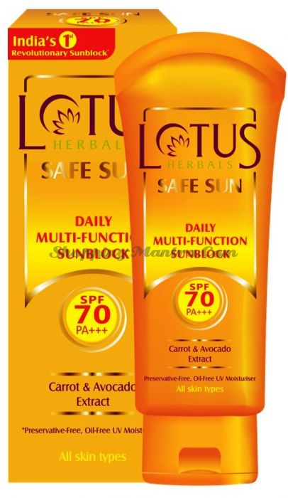 Солнцезащитный многофункциональный крем SPF70 Морковь&Авокадо Лотус Хербалс | Lotus Daily Multi-Function Sunblock SPF70