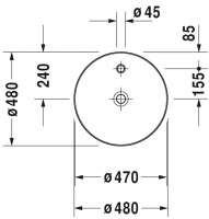 Раковина Duravit Cape Cod накладная 48х48 232848 схема 1