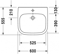 Раковина подвесная Duravit D-Code 60х55,5 231260 схема 1