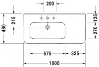 Раковина Duravit DuraStyle асимметричная 100х48 232510 схема 1