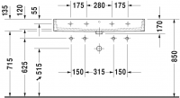 Раковина Duravit Vero Air двойная 100х47 235010 схема 2