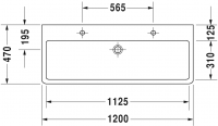 Раковина Duravit Vero двойная накладная 120х47 045412 схема 1
