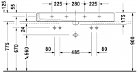 Раковина Duravit Vero двойная накладная 120х47 045412 схема 2