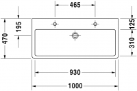 Раковина Duravit Vero двойная накладная 100х47 045410 схема 1