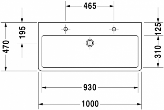Раковина Duravit Vero двойная накладная 100х47 045410 схема 1