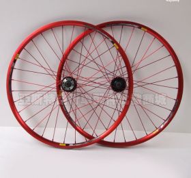 Колесо велосипедное 26" переднее красное под диск с осью