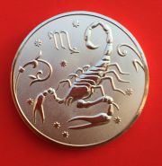 Медальон знаки зодиака Рак Серебро покрытие 30 мм