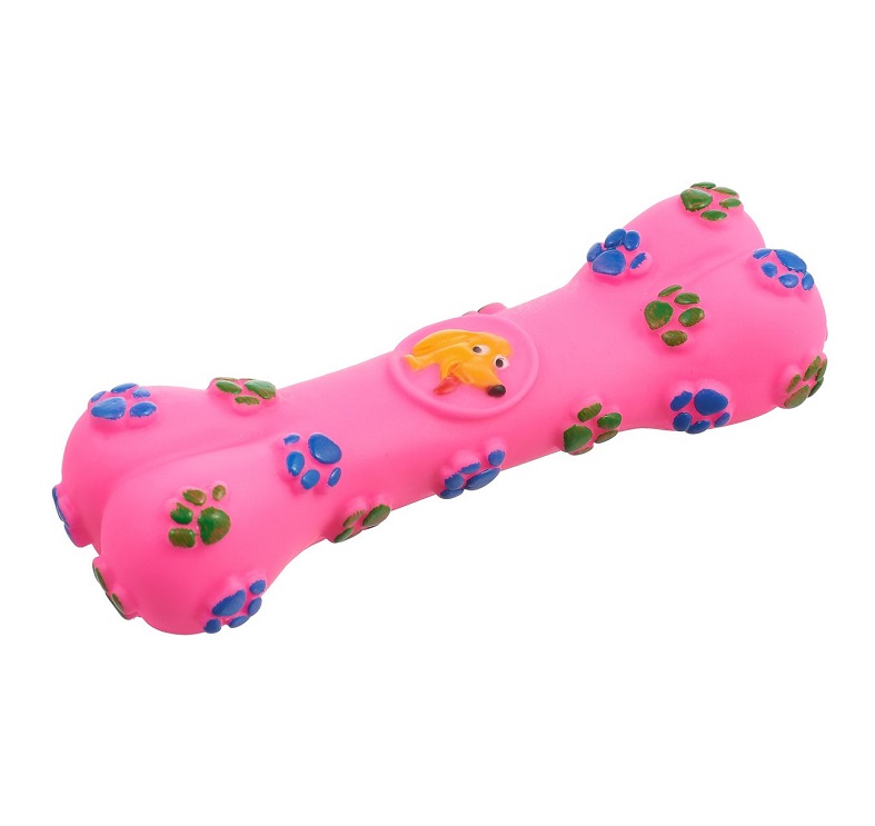 Игрушка-Пищалка Для Собак Косточка С Лапками, 15 См, Цвет Розовый