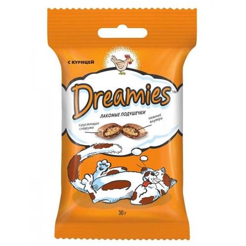 Dreamies 30г лакомые подушечки с курицей