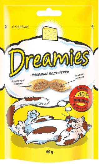 Dreamies 60г лакомые подушечки с сыром