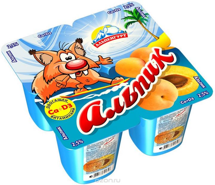Продукт йогуртный Альпик пастерил. 2,5% абрикос 95г Эрманн