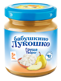 Пюре Бабушкино Лукошко из груш с творогом 100г