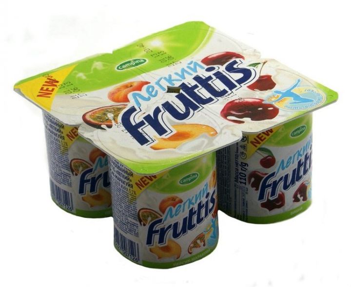 Йогурт Фруттис 0,1% перс/марак/виш 110г ООО Кампина