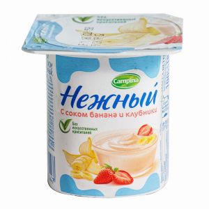Йогурт «Нежный» с соком банана и клубники 1,2% 0,1 гр.