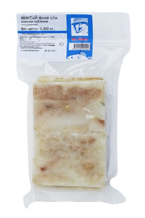 Минтай филе порционное (кубик) с/м в/у 400 г Mr/Fisher
