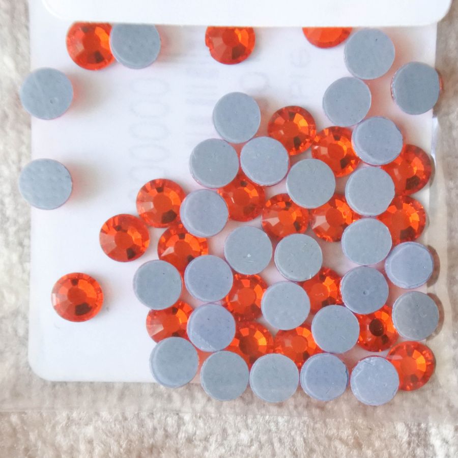 Стразы стеклянные клеевые, цвет Оранжевый, SS16, 50 шт/упак