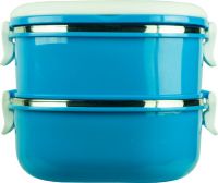 Ланч-бокс двухсекционный квадратный 1,4 литра синий