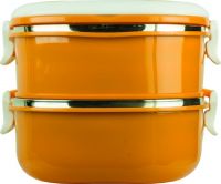 Ланч-бокс двухсекционный квадратный 1,4 литра оранжевый