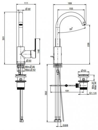 Fima - carlo frattini Mast смеситель для раковины F3151 схема 1