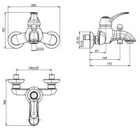 Смеситель без душевого комплекта Fima - carlo frattini Lamp/Bell F3304/1 настенный схема 1