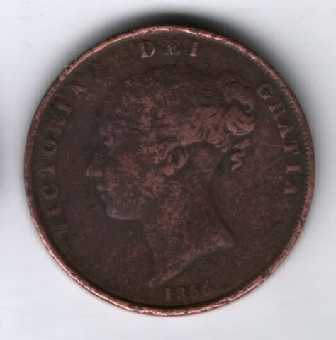 1 пенни 1855 года Великобритания