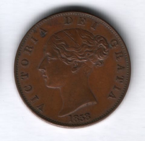1/2 пенни 1858 года Великобритания AUNC
