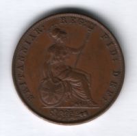 1/2 пенни 1858 года Великобритания AUNC