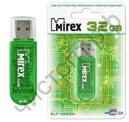 флэш-карта Mirex 32GB ELF  зелёный (ecopack)