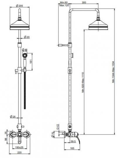 Fima - carlo frattini Lamp/Bell стойка душевая с тропическим душем F3305/2 ФОТО