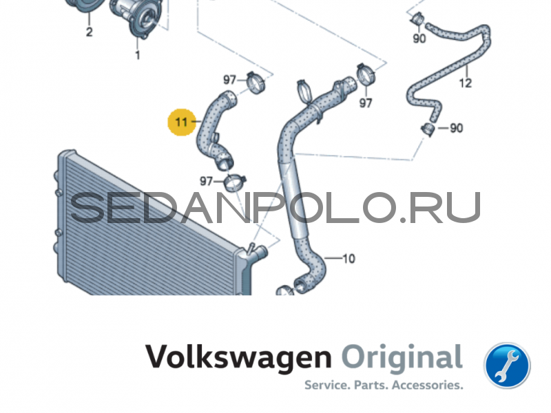 Шланг системы охлаждения Volkswagen Polo Sedan/Skoda Rapid