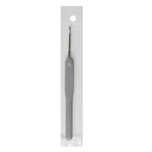 Крючок для вязания, d = 3 мм, 14 см, цвет серый