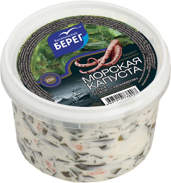 Салат из морской капусты с кальмарами 250г Балтийский берег