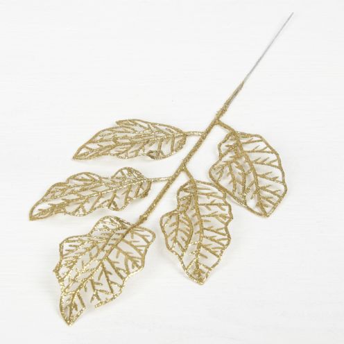 Декор блеск "Волнистые листья" 14*20 см, золото