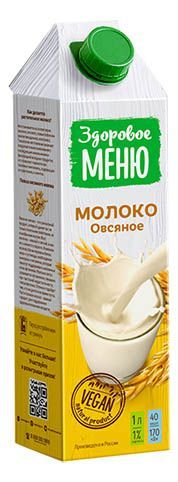 Молоко Здоровое меню овсяное 1л