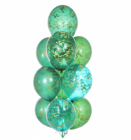 Букет гелиевых шаров  зеленых камуфляжных 10 шт