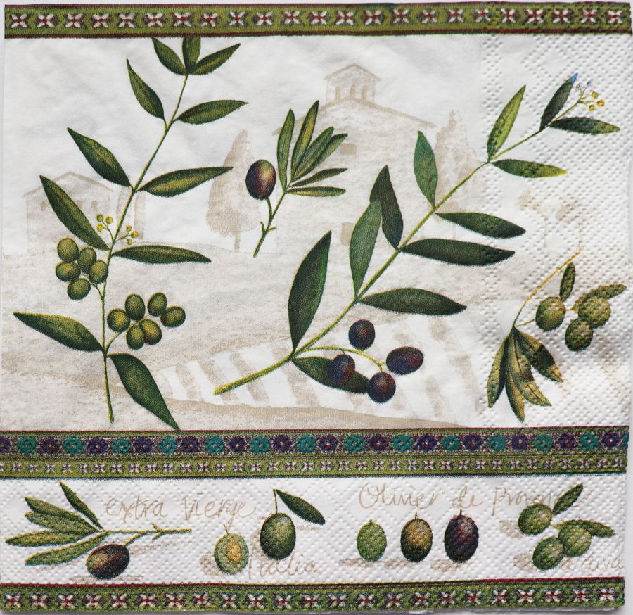 Салфетка бумажная 30*30 Оливки и маслины