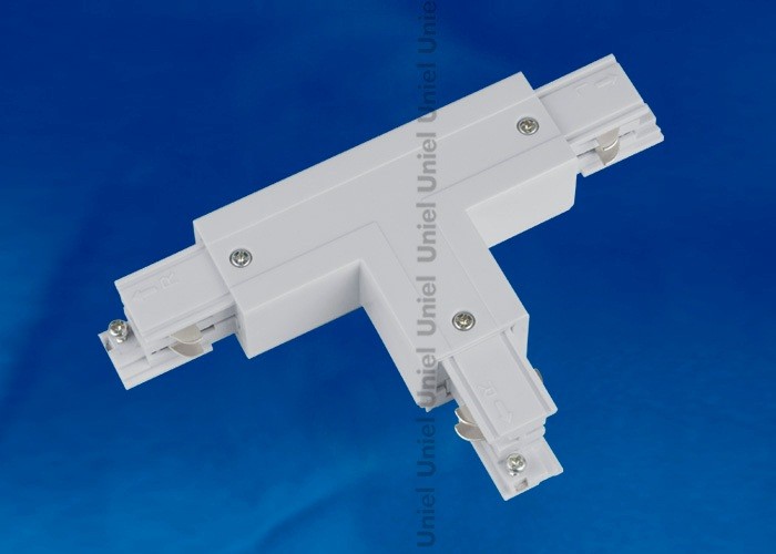 Соединитель для шинопроводов 3-фазный Т-образный левый Uniel внутренний Uniel серебро UBX-A34 SILVER