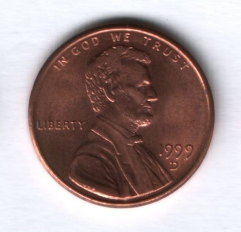 1 цент 1999 года D США UNC