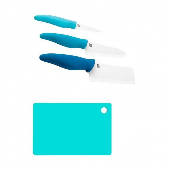 Набор Huo-Hou Hot ceramic HU0020 (Голубой) 3 ножа и доска