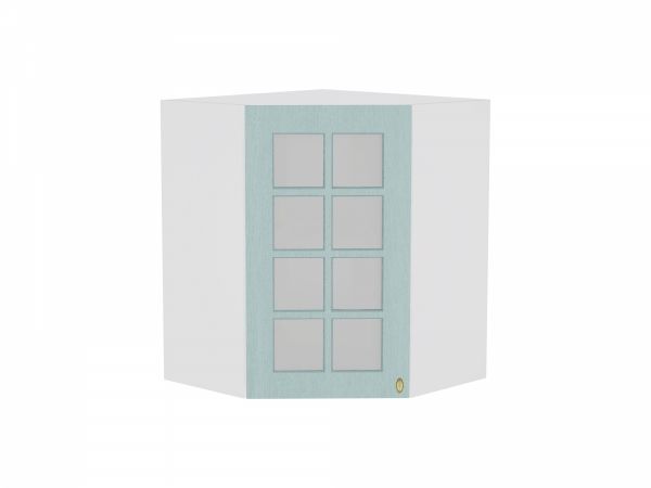 Шкаф верхний угловой Прованс ВУ599 со стеклом (голубой)