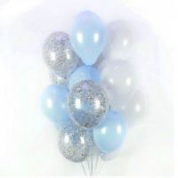 Белые,голубые и прозрачные шарики с серебряными блёстками