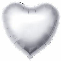 Шар фольга без рисунка Сердце 18" серебро с гелием
